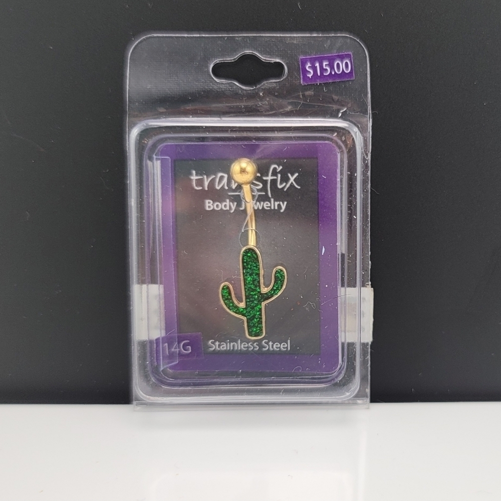 Glitter cactus belly button piercing BNIB